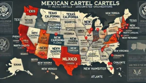 Imagen ilustrativa sobre la operación de cárteles mexicanos en EU. Creada con IA