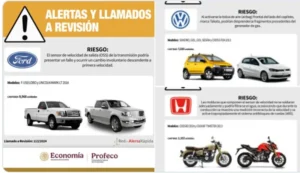 Profeco llamó a revisión a diversos tipos de vehículos.