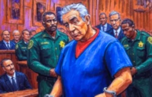 Ilustración de Caro Quintero durante la audiencia.