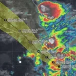 Trayectoria de la tormenta tropical Erick.