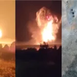 Los estallidos y la central nuclear de Fordow tras el ataque.