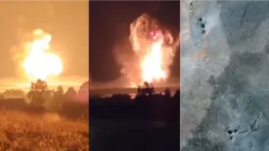 Los estallidos y la central nuclear de Fordow tras el ataque.
