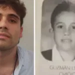 Ovidio Guzmán y su imagen cuando niño en un coloegio de los Legionarios de Cristo.