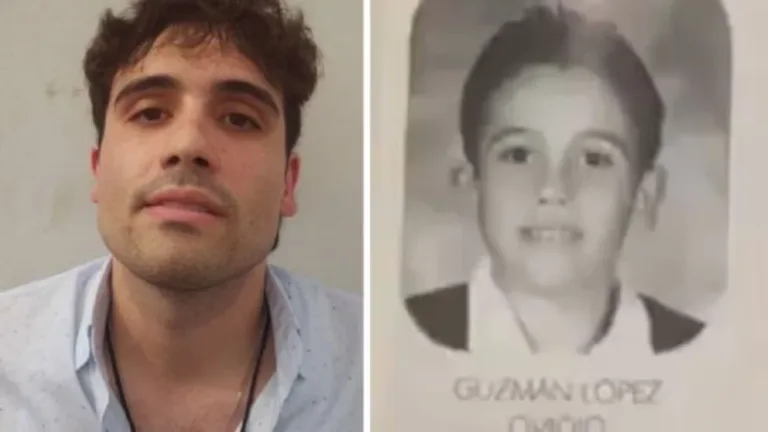 Ovidio Guzmán y su imagen cuando niño en un coloegio de los Legionarios de Cristo.