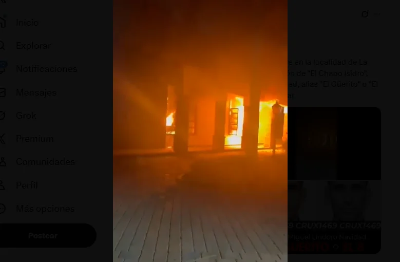 Un rancho quemado en La Higuerita, Culiacán.