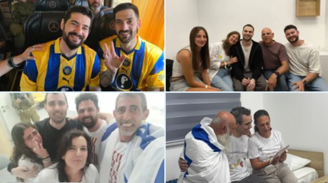 Parte de los últimos 20 rehenes israelíes liberados por Hamas.