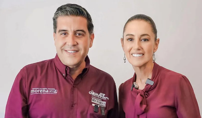 José María Tapia con Claudia Sheinbaum, en su época de candidato en Querétaro..