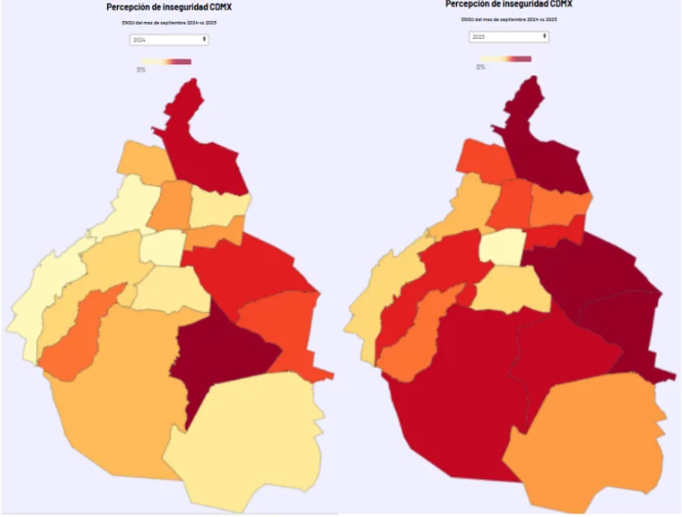 Percepción de inseguridad 2024 contra 2025.