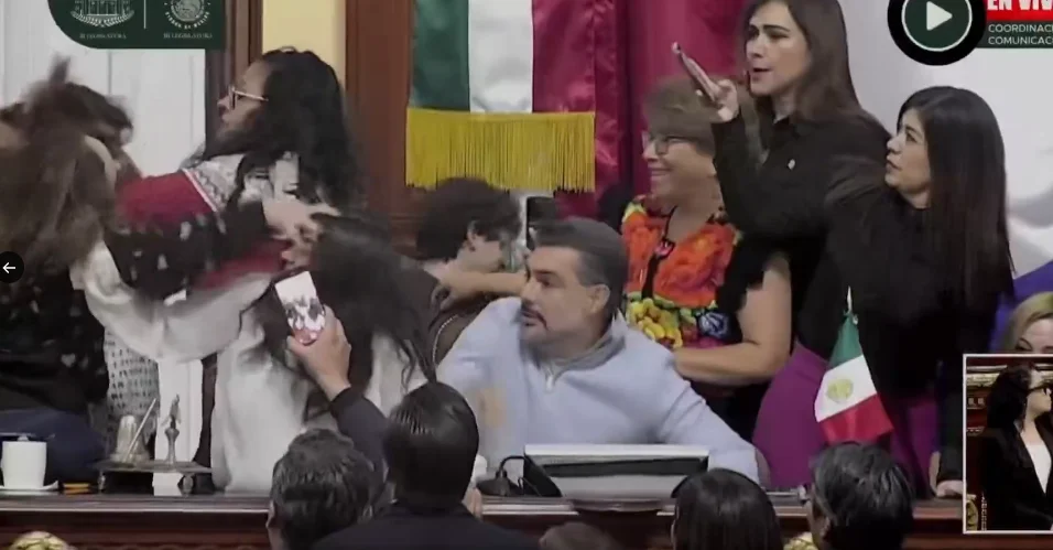 Jaloneo de cabellos y golpes de diputadas de Morena contra panistas.
