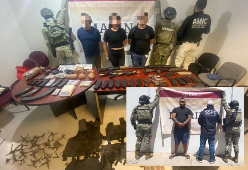 Operadores del CJNG fueron detenidos por la Semar en Obregón y Bahía de Kino, Sonora.