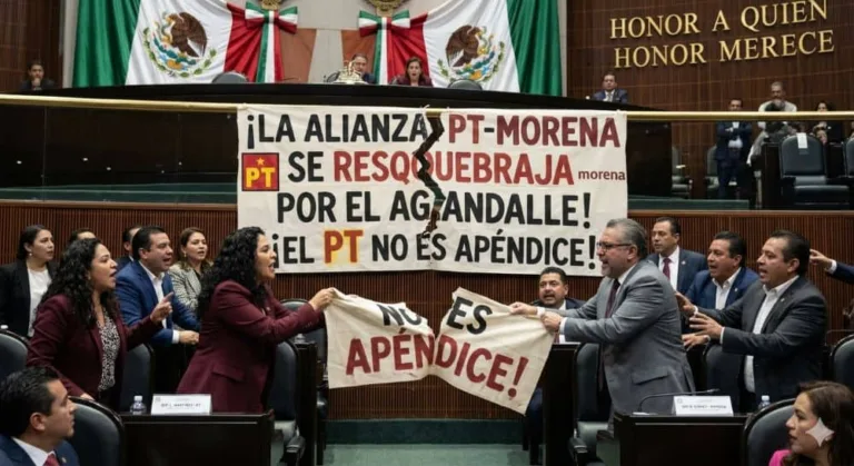 Alianza del PT con Morena se resquebraja. (Imagen generada con IA en Gemini)