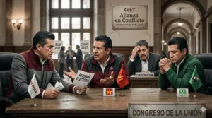 Se quiebra la alianza Morena, PVEM y PT. (Imagen elaborada con IA en Gemini)