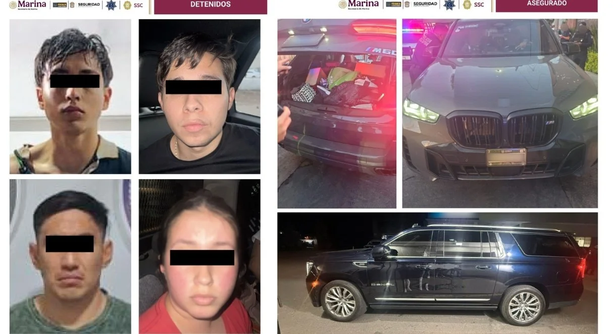 Los multihomicidas y parte de su botín.