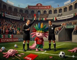 FIFA expulsa al ajolote de Clara Brugada del Mundial 2026. (Imagen creada con IA en Gemini)