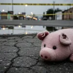 El tercer cerdito de felpa dejado en un homicidio en Culiacán.