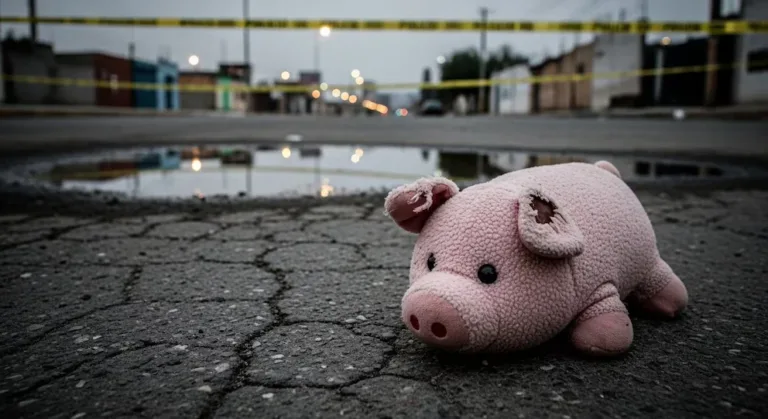 El tercer cerdito de felpa dejado en un homicidio en Culiacán.