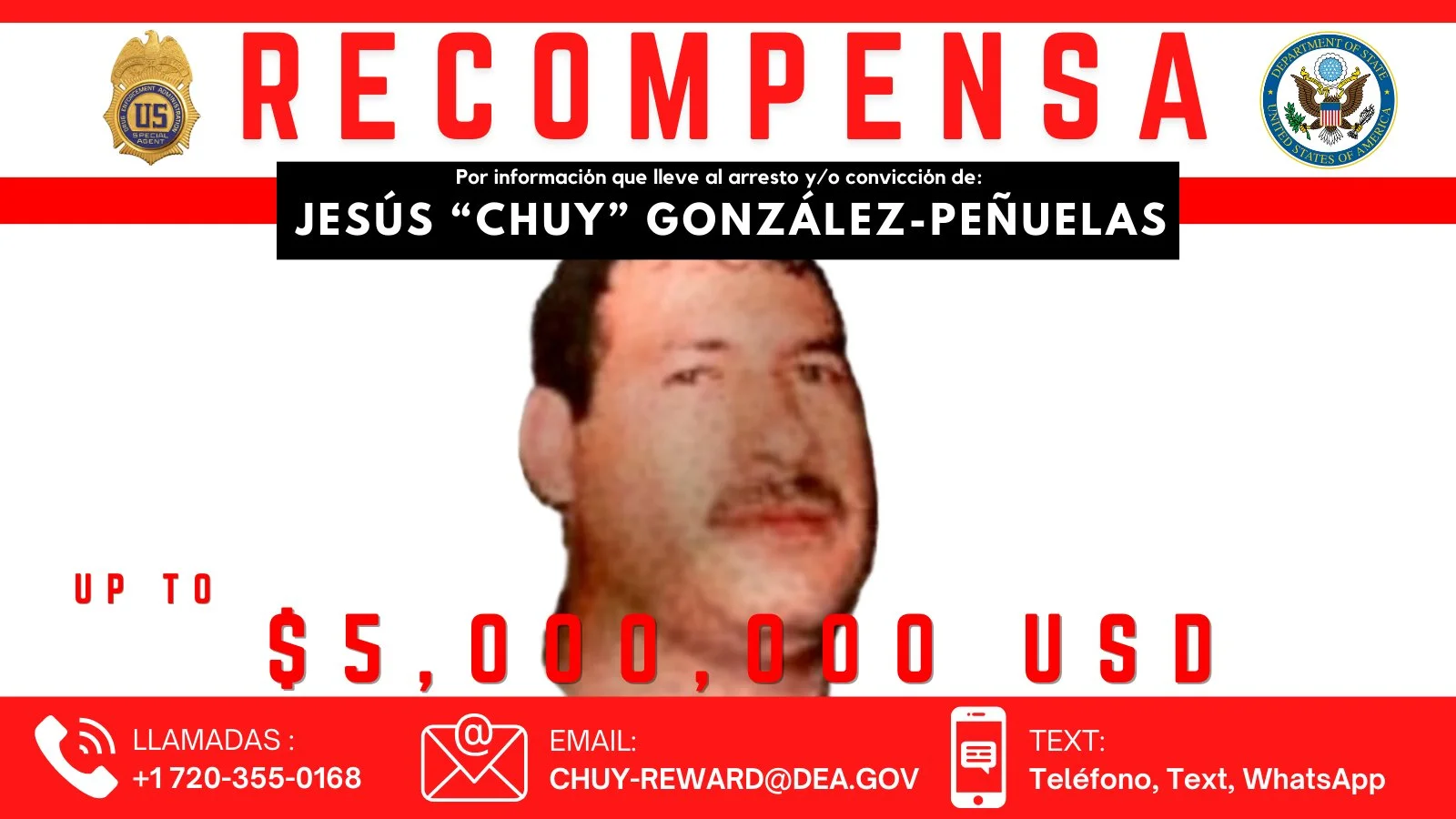 El Chuy González, un capo por el que se ofrecen 5 milones de dólares.