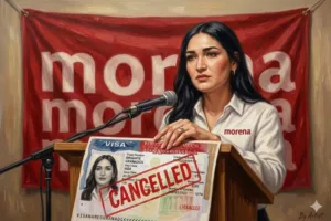 Cancelan la visa a Brighite Granados, líder de Morena en Chihuahua. (Imagen creada con IA en Gemini)