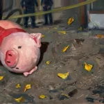 Cerdito rosa aparece también en un quinto asesinato. (Imagen creada con IA en Gemini)