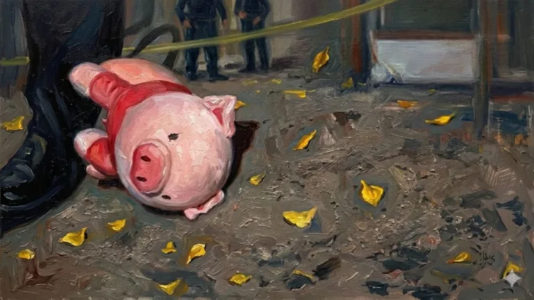 Cerdito rosa aparece también en un quinto asesinato. (Imagen creada con IA en Gemini)