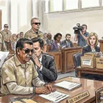 El general Gerado Mérida en la Corte de Nueva York. (Imagen creada con IA en Gemini)