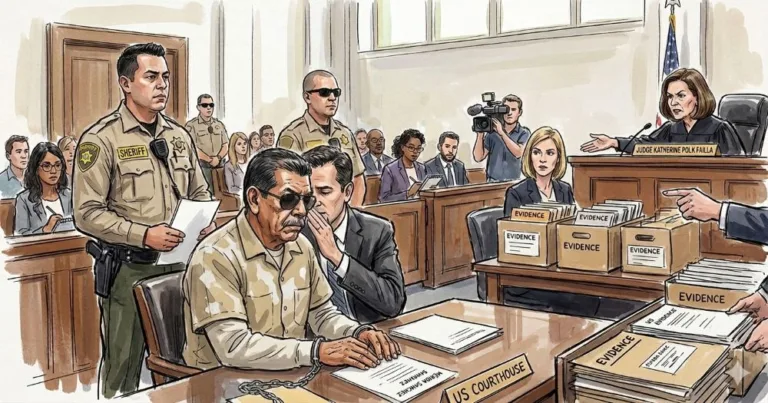 El general Gerado Mérida en la Corte de Nueva York. (Imagen creada con IA en Gemini)