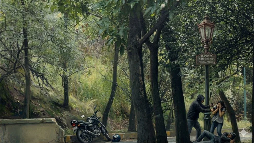 Revelan modus operandi para asaltar en el Bosque de Chapultepec. (Ilustración generada con IA en Gemini)