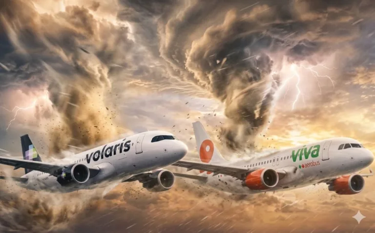 Turbulencia en el aire para Viva Aerobus y Volaris. (Imagen creada con IA en Gemini)