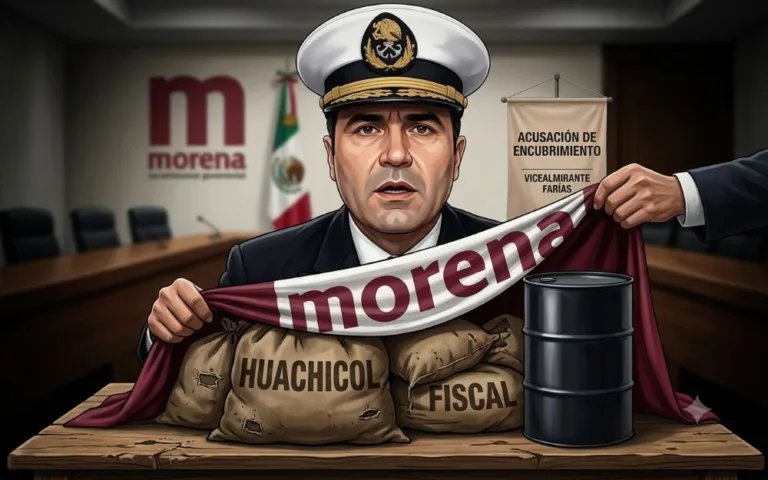 Vicealmirante Fernando Farías denuncia encubrimiento del huachicol fiscal en Morena.
