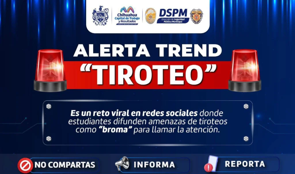 Alerta por parte de Seguridad Pública de Chihuahua.