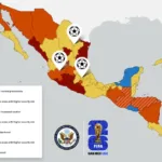 El mapa de alerta difundido por la Embajada de Estados Unidos.