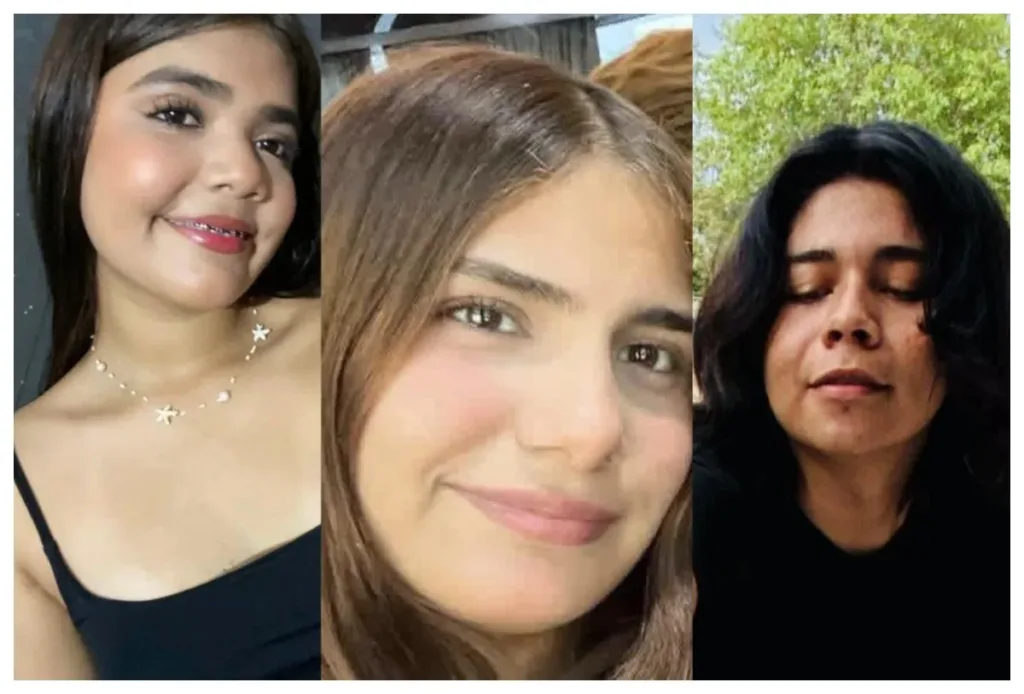 Flor Yoselin Espinoza Contreras (18 años), Elvira Monserrat Guzmán Mascorro (14 años) y José Israel Ramos Mejía (17 años).