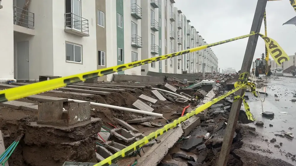 Daños en las viviendas del Bienestar de Veracruz.
