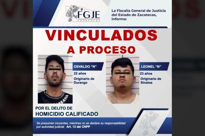 Los dos jóvenes vinculados con multihomcidio en Zacatecas.