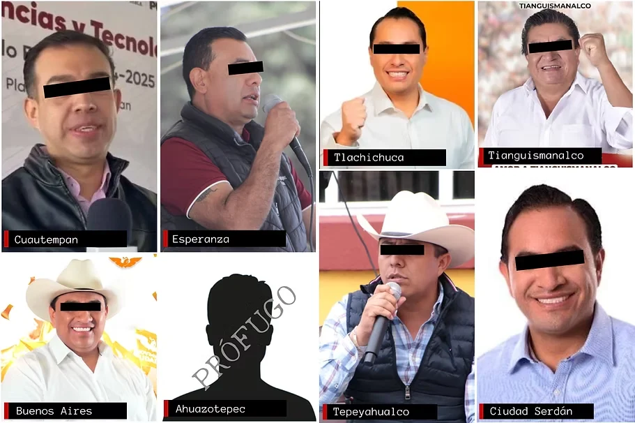 Siete alcaldes detenidos en Puebla.