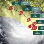 La trayectoria del huracán Polo.