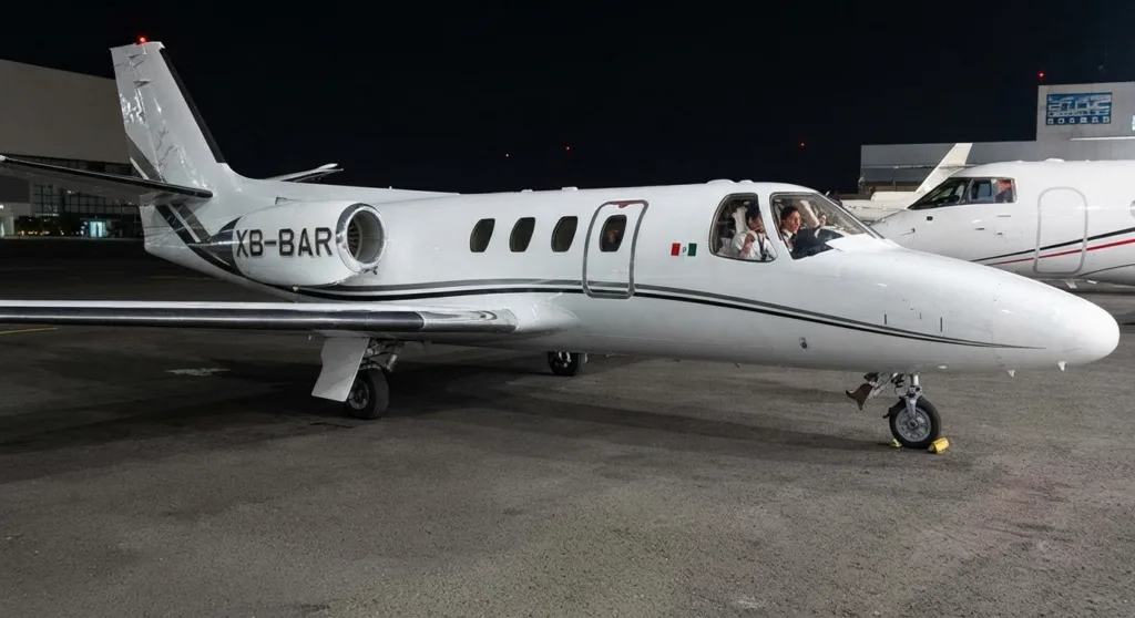 El Cessna Citation 501, identificado bajo la matrícula XB-BAR.
