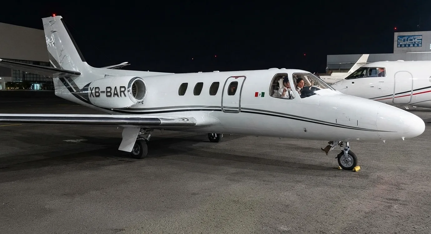 El Cessna Citation 501, identificado bajo la matrícula XB-BAR.