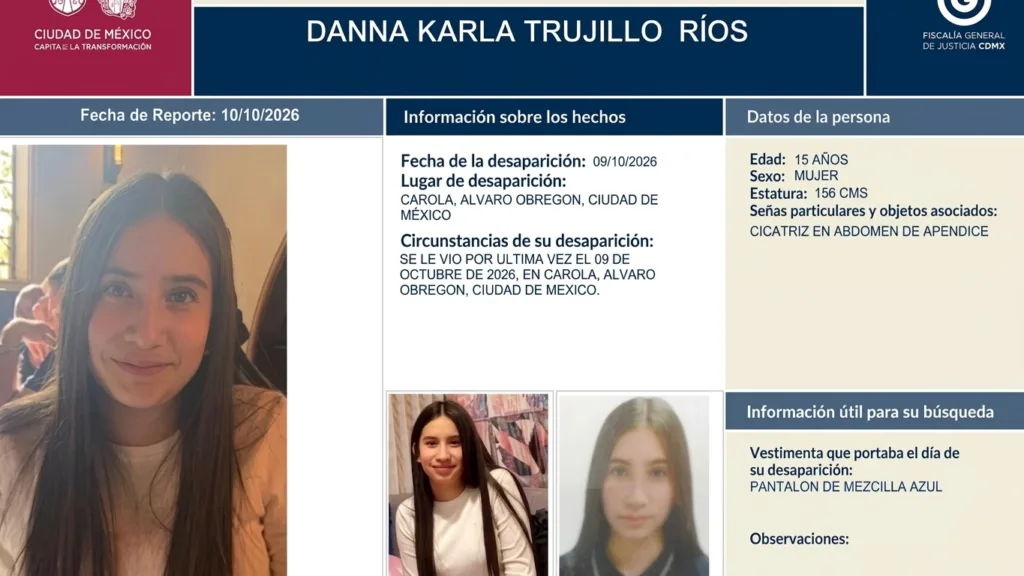 Danna Karla, una más de las víctimas de desaparición en la CDMX.