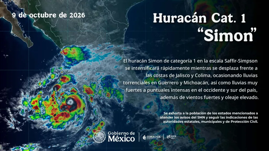 Huracán Simón pone en alerta a estados del Pacífico.