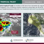 Conagua da a conocer el desplazamiento de la tormenta Trudy.