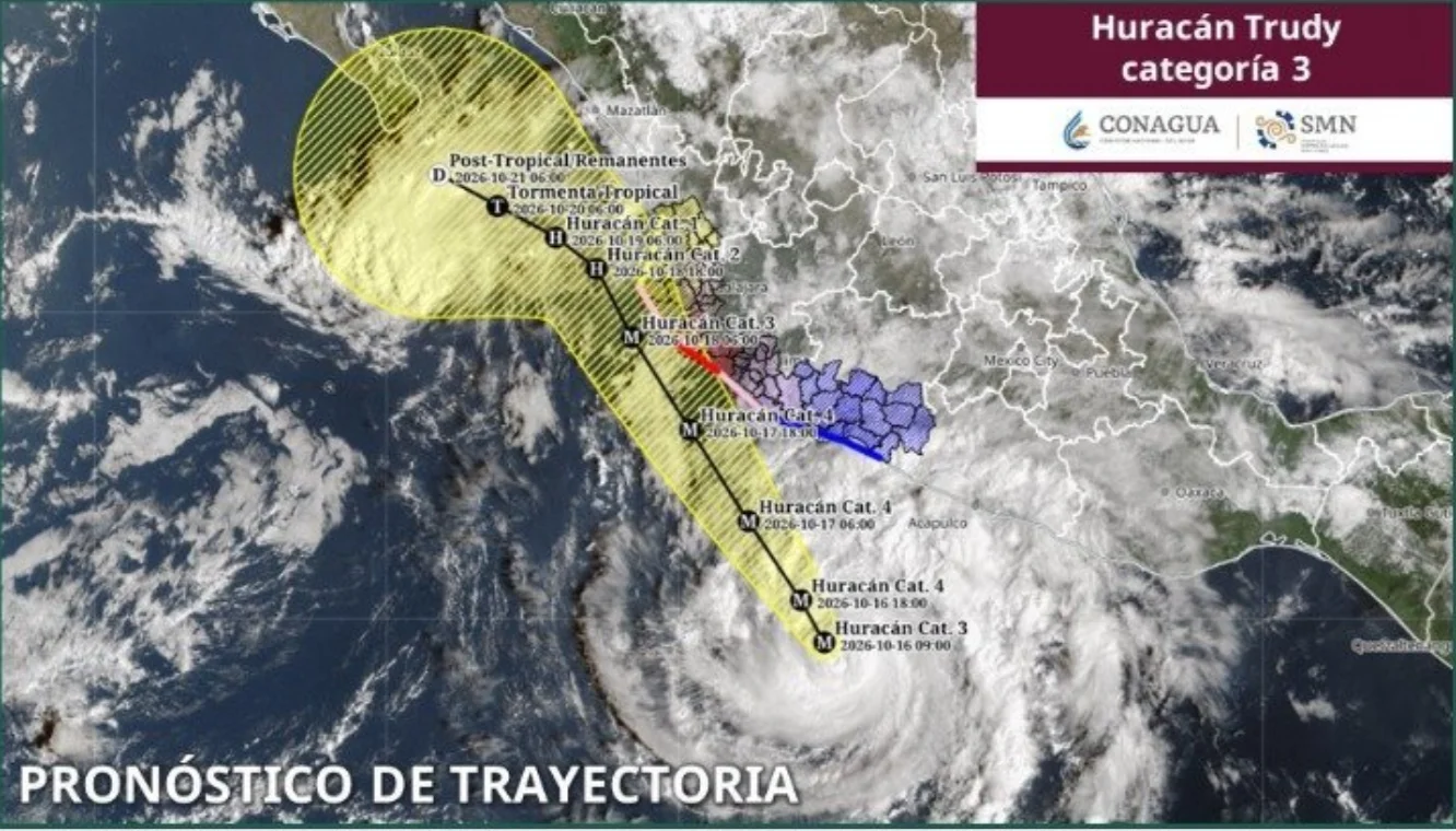 Huracán Trudy rozará con fuerzas costas de Jalisco y Colima.