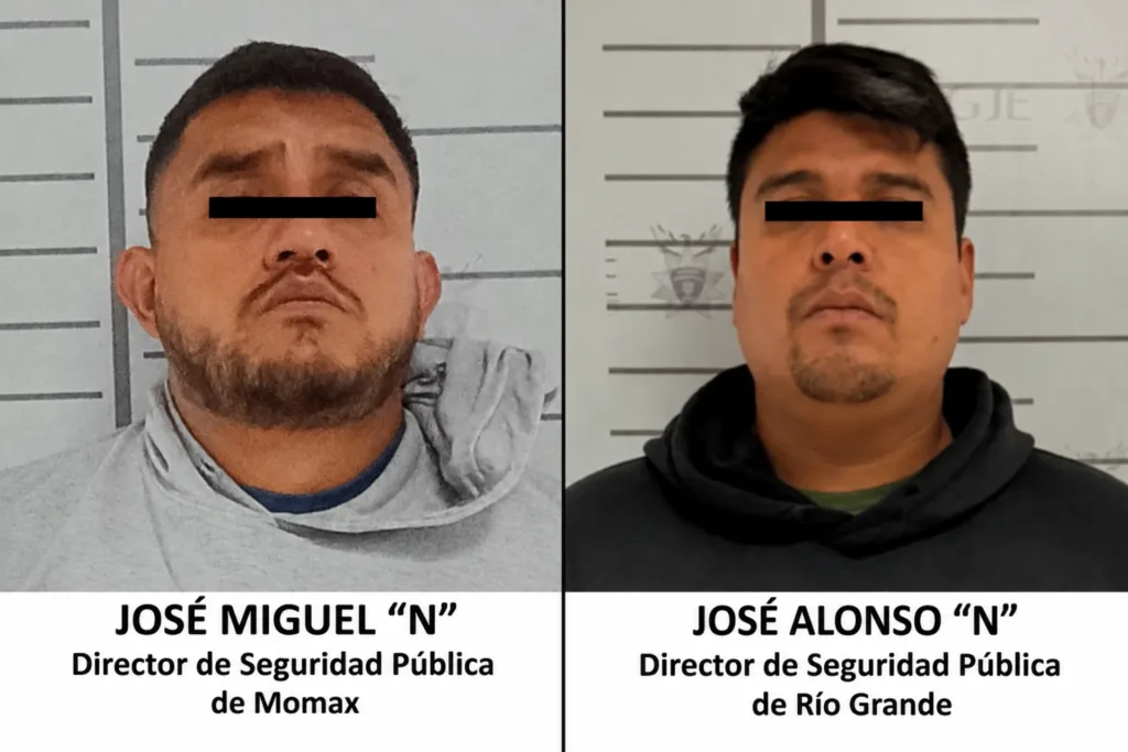 Los directores policiacos detenidos en Zacatecas.