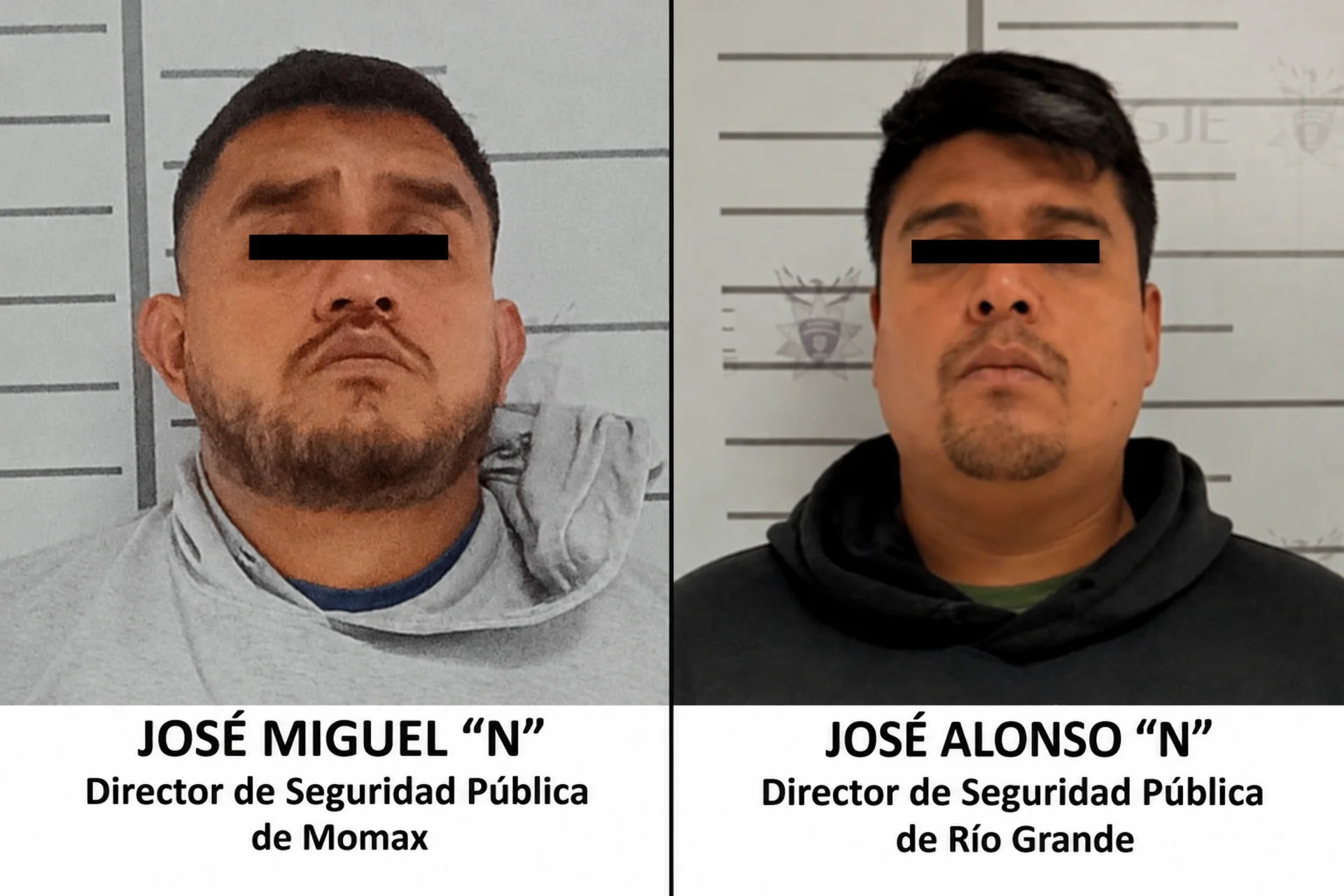 Los directores policiacos detenidos en Zacatecas.